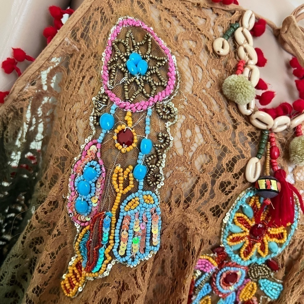 ANTICA SARTORIA Ombre Lace Beaded Tassle Southwestern Tunic NEW - Picture 9 of 15